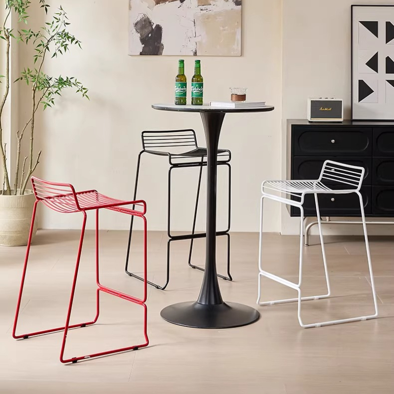 Home Bar Seating - Nordischer Minimalistischer Barhocker Moderner Outdoor-Eisenhochstuhl Metall-Barhocker