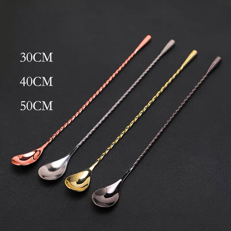 Bar Spoon Twisted - 30 cm/40 cm/50 cm Tropfen-Cocktail-Bar-Löffel, Rührlöffel,