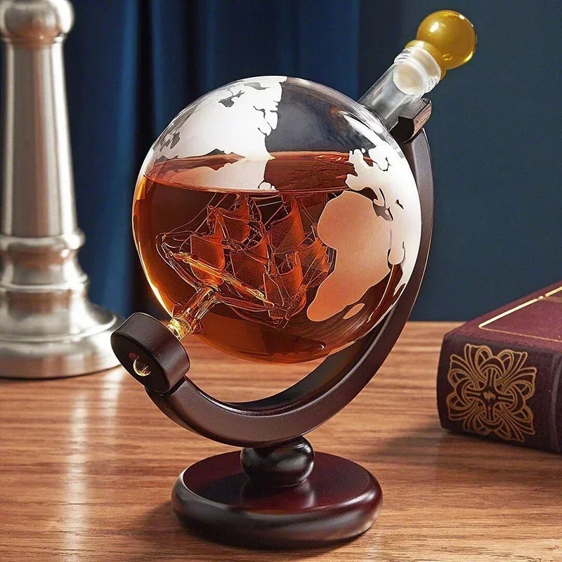 Decanter Globe Set - 1 l kreatives Globus-Dekanter-Set mit bleifreier