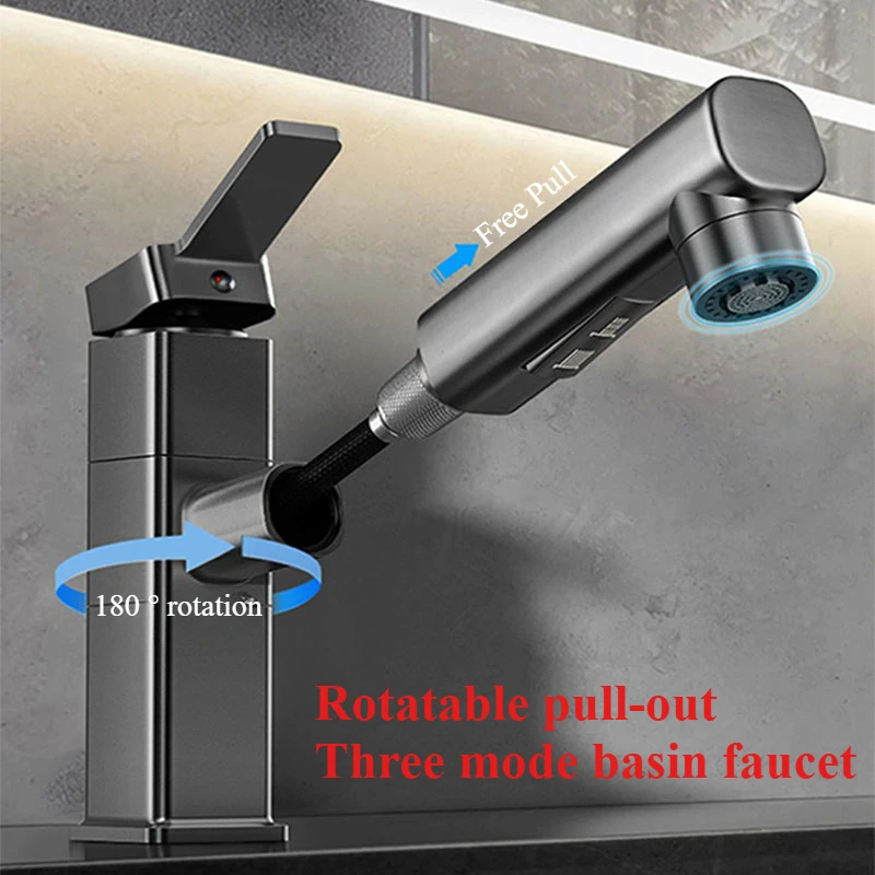 Home Bar Sink - Herausziehbarer Badezimmer-Wasserhahn, Warm- und Kaltwassermischer, Waschbecken,