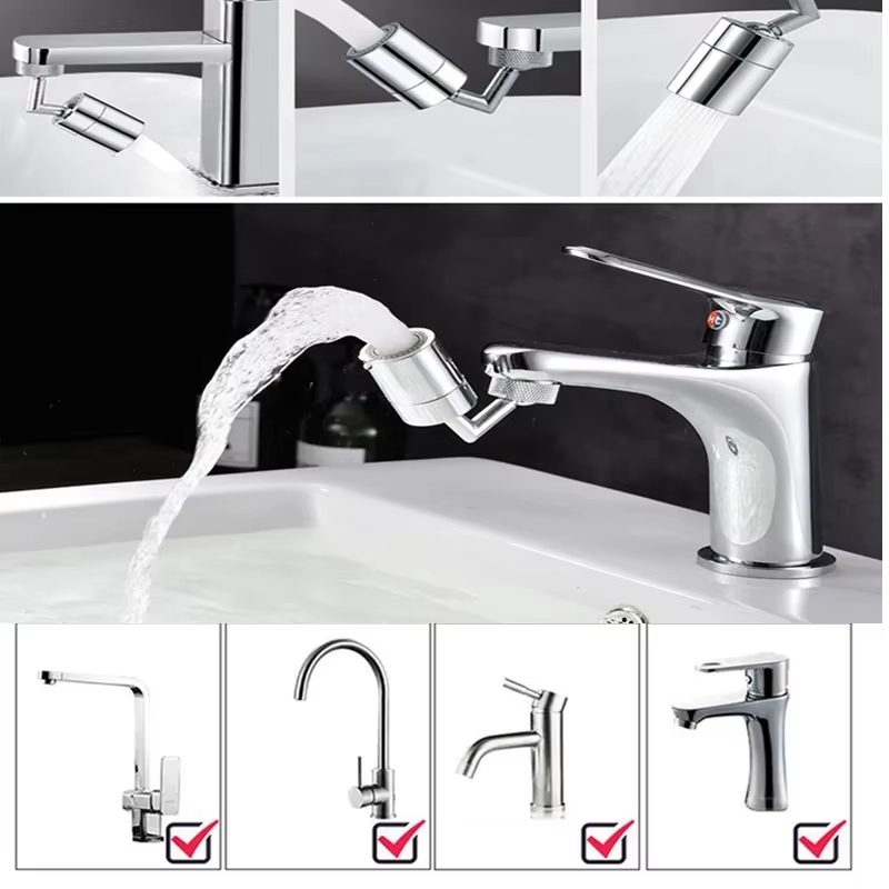 Home Bar Sink - 720-Grad-Universal-Wasserhahn, Waschbecken-Wasserhahn-Verlängerungsadapter, Belüfter, spritzwassergeschützt, rotierender wassersparender