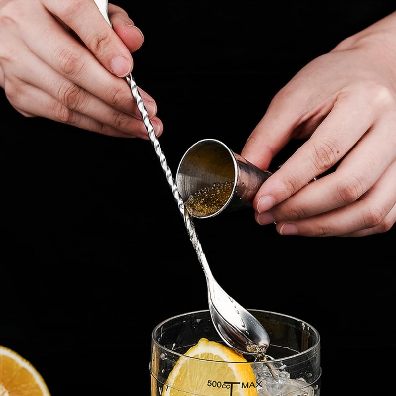 Bar Spoon Twisted - Rührlöffel für Cocktailgetränke, hochwertiger gedrehter Muddler-Rührer