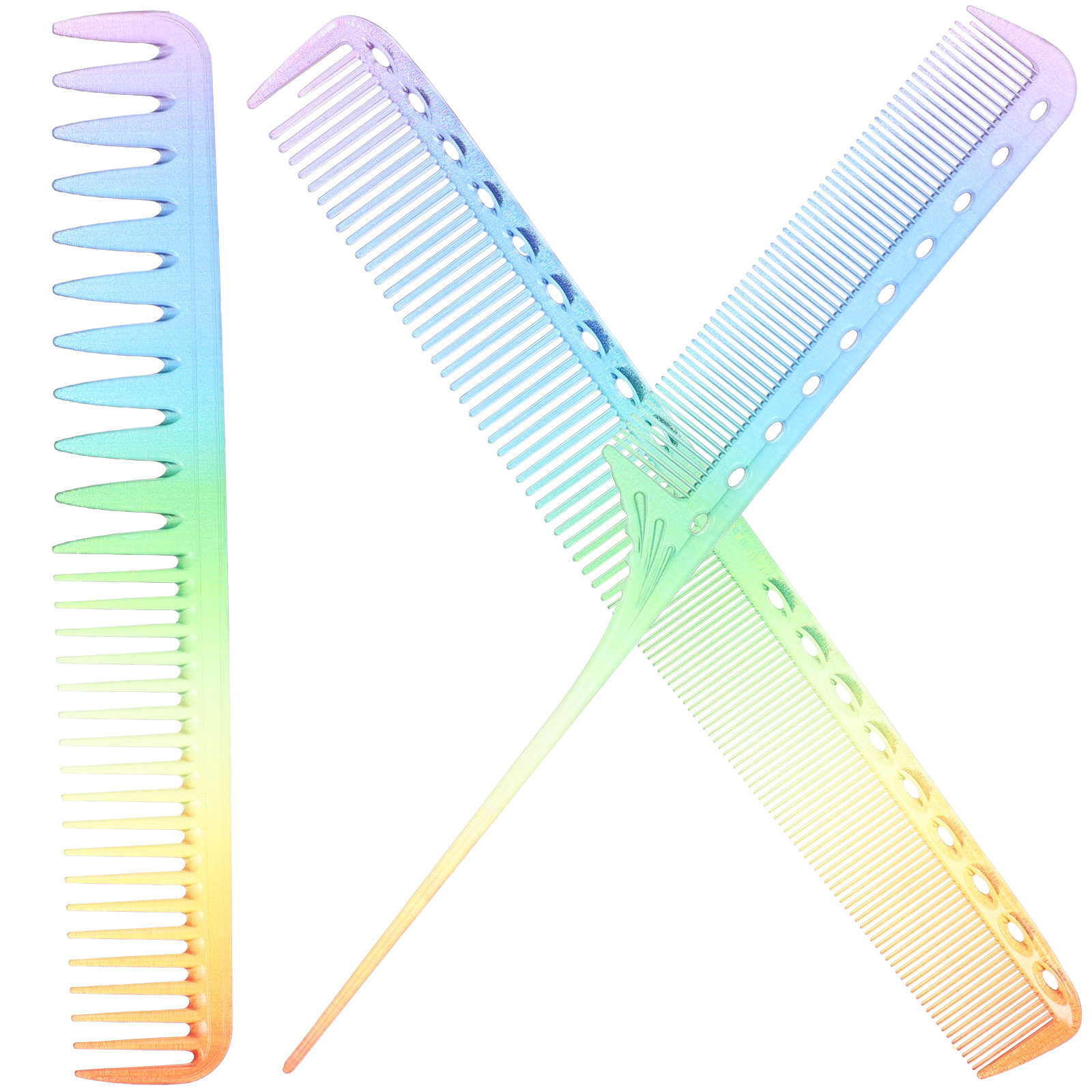 Home Barber - 3-teiliger Friseurkamm, Haarstyling-Kamm, bunt, hitzebeständig, bequemer