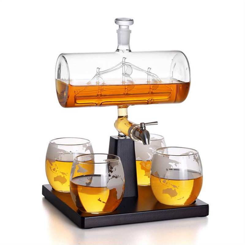 Decanter Globe Set - Whiskey-Dekanter mit antiker Form, Weinschiff-Dekanter-Set mit