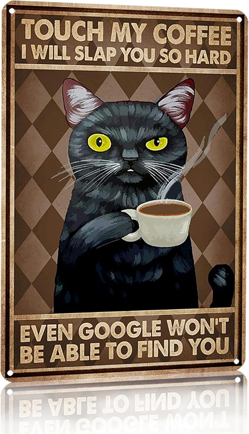 Home Bar And Coffee - Lustiges Blechschild „Black Cat My Coffee