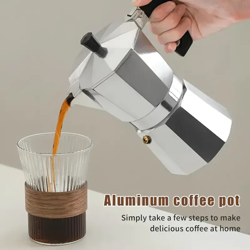Home Barista - Klassischer Aluminium-Moka-Kocher 50-300ML Haushalts-Espressomaschine für Herdplatten,