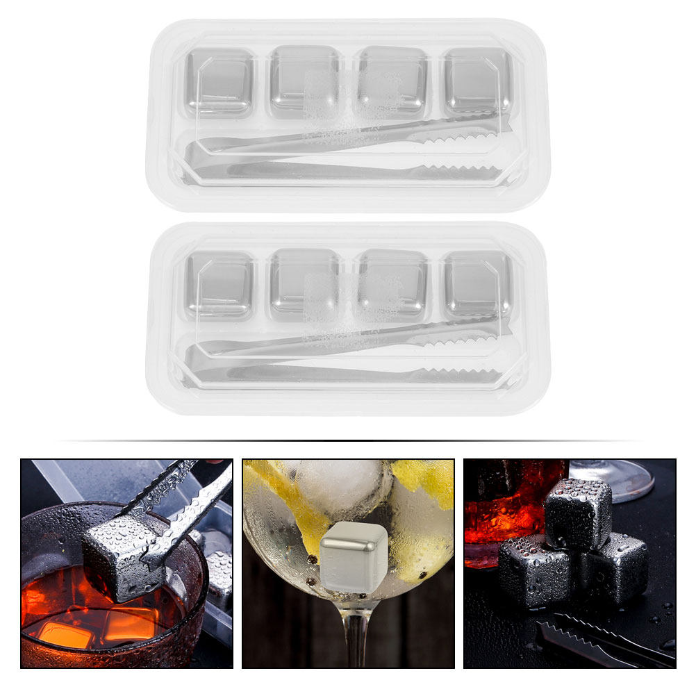 2 Sets Edelstahl-Eiswürfel Wie – Home Bar Set Bewertung und Preis
