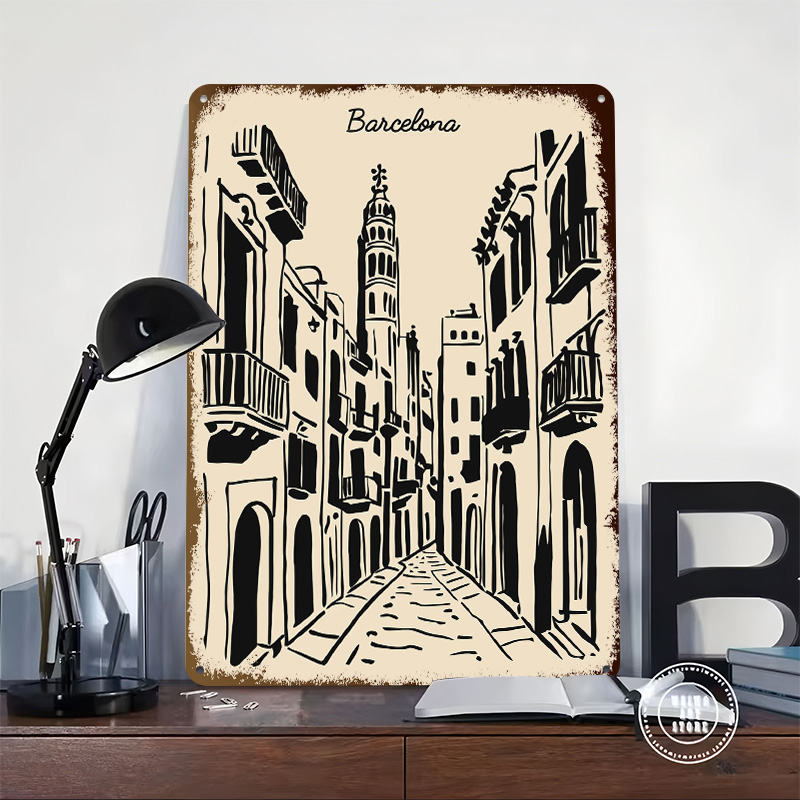 Barcelona Straßen-Metallposter – Home Barcelona Bewertung und Preis