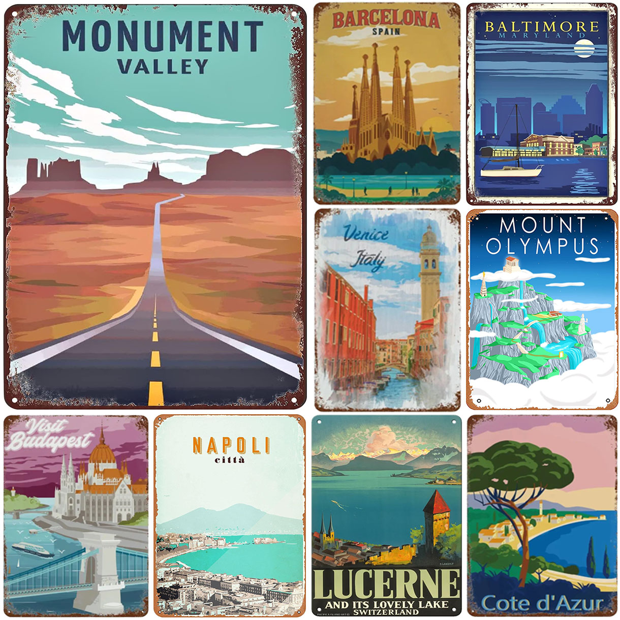 Vintage Reise-Metallschild, Re – Home Barcelona Bewertung und Preis